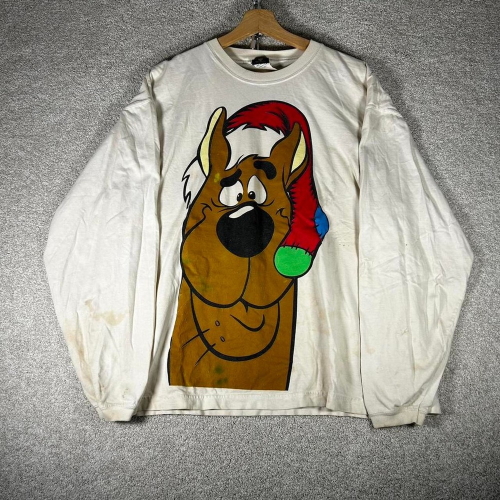 Vintage 90s Scooby Doo Christmas big print graphic distressed long sleeve tshirt